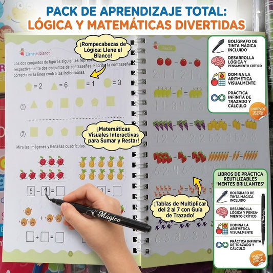 Set de libros de caligrafía con tinta mágica para niños📚🖋️