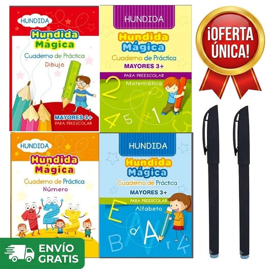 Set de libros de caligrafía con tinta mágica para niños📚🖋️